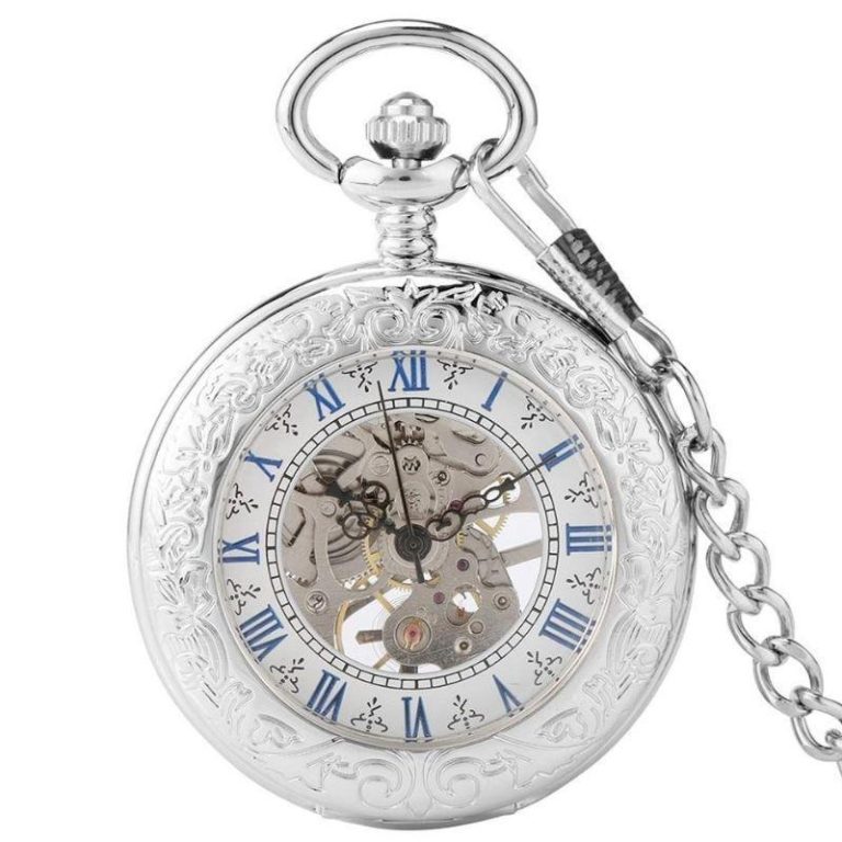 Zilveren oud steampunk zakhorloge
