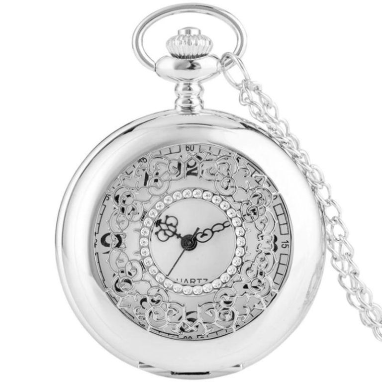Zilveren dames ketting zakhorloge