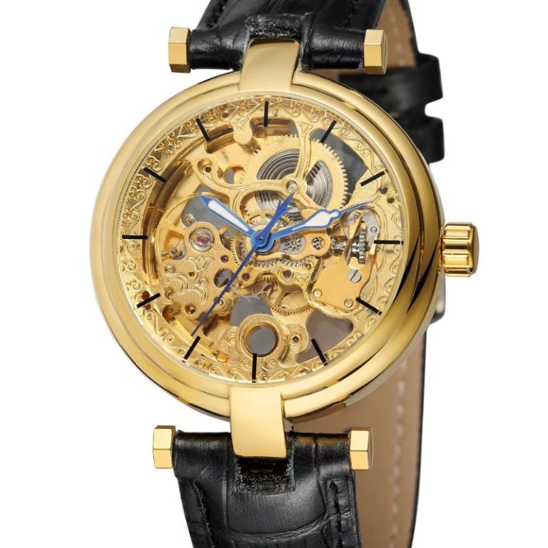 Skelet horloge dames met leren band