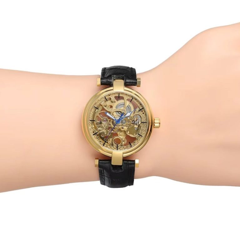 Alternative view of Skelet horloge dames met leren band